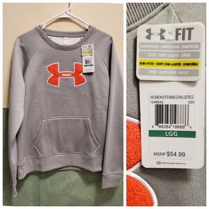Under Armour Gray Sweatshirt with Orange Logo Size Large Womans